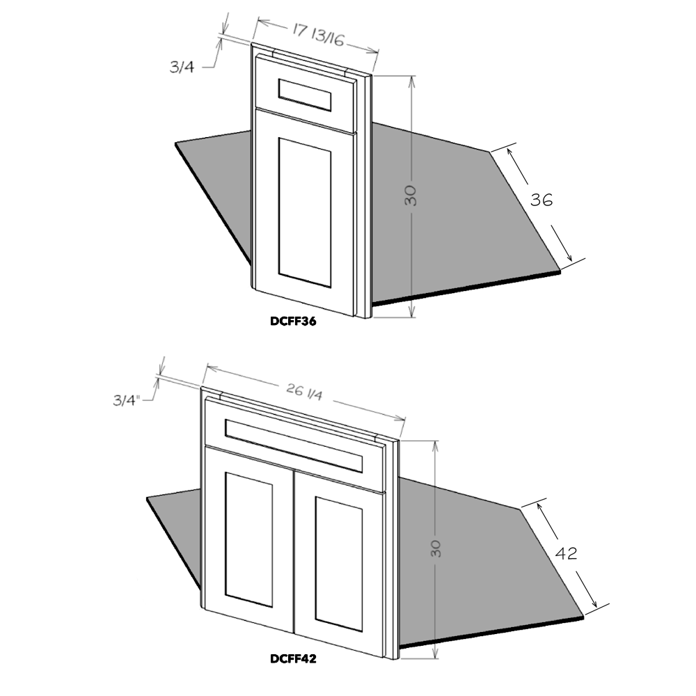 Dove Shaker 36" Diagonal Sink Front & Floor Kit