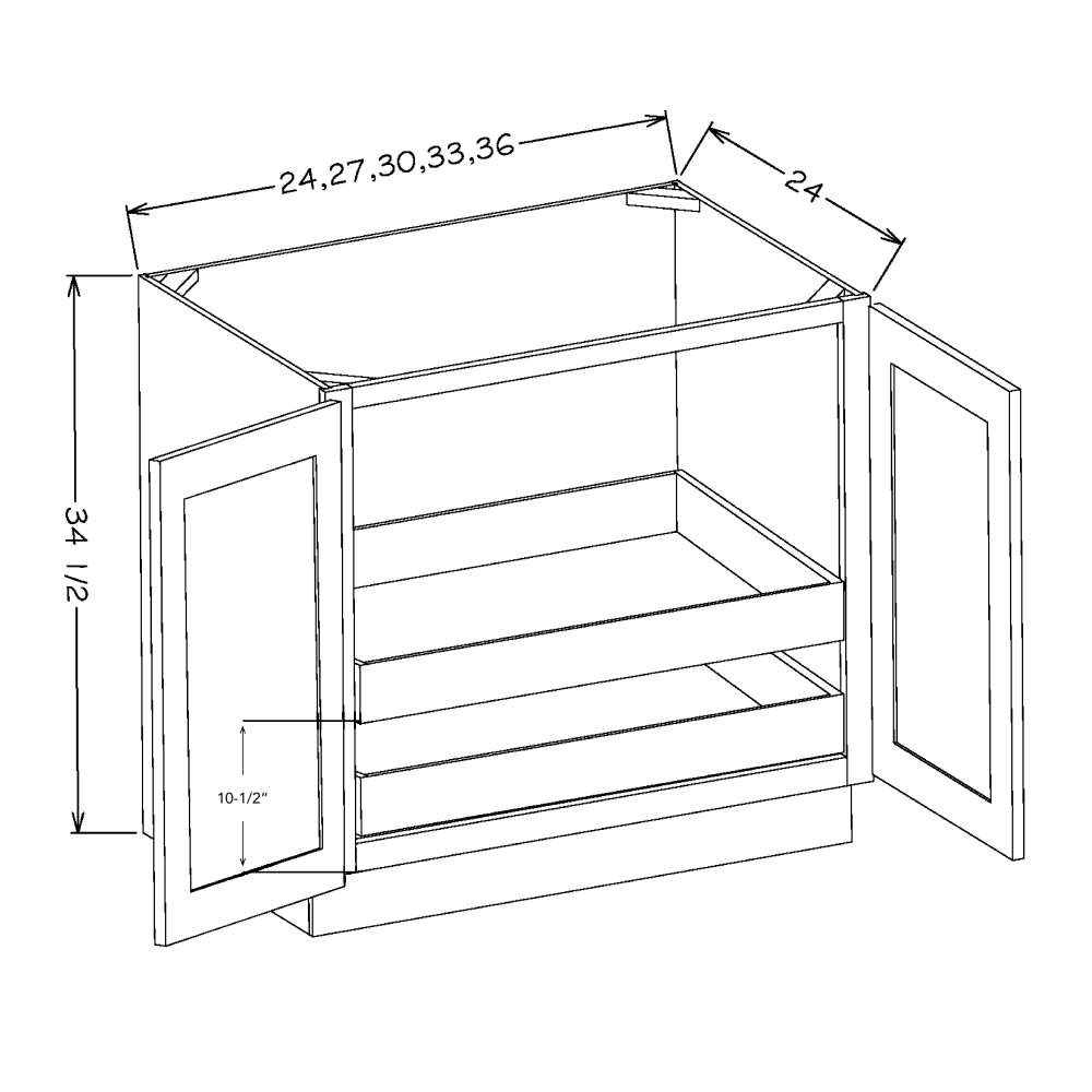 Oxford Mist 24" Full Height Door Base Cabinet w/ 1 Rollout Shelf