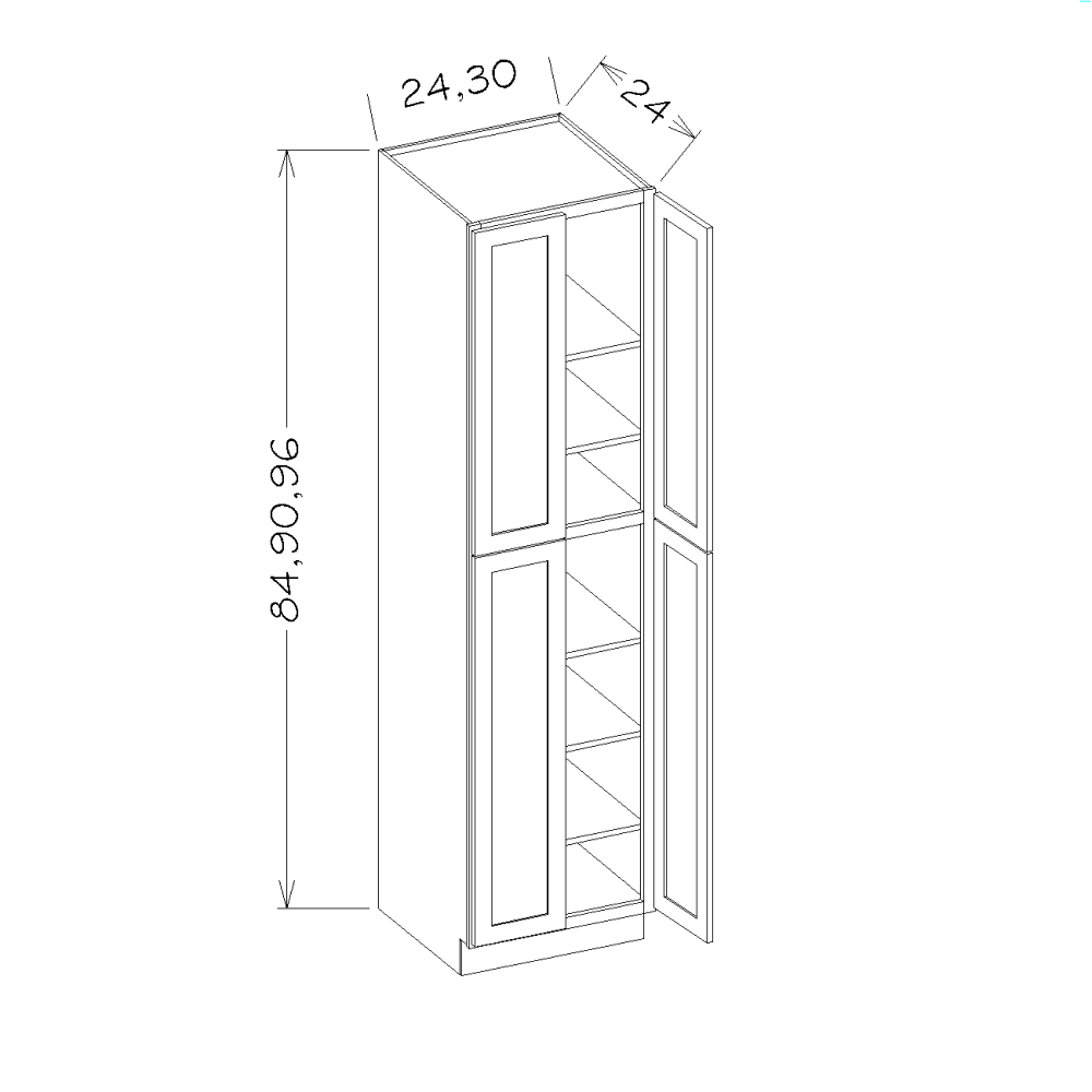 Oxford Mist 30"W x 96"H Wall Pantry