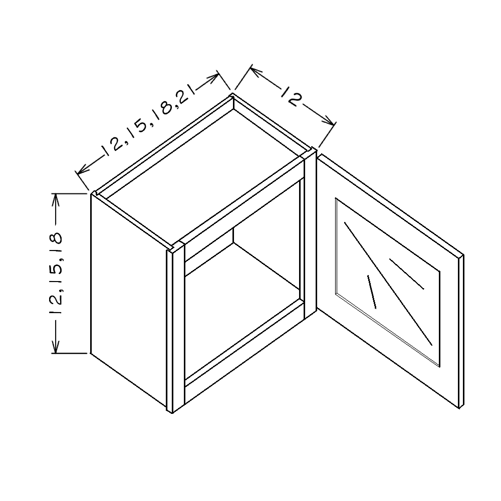 White Slim Shaker 18" W x 15" H Stacker Wall Glass Door Cabinet with Finished Interior