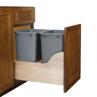 Bottom Mount Maple Pullout w/ Double 35 qt Waste Containers and Blum Soft-Close