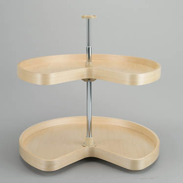 24" Banded Wood Kidney Shape 2-Shelf Lazy Susan Set