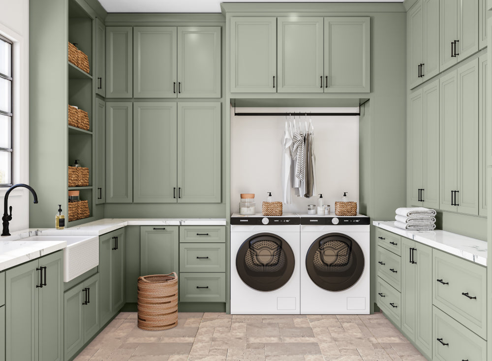 oxford sage vanities in laundry room