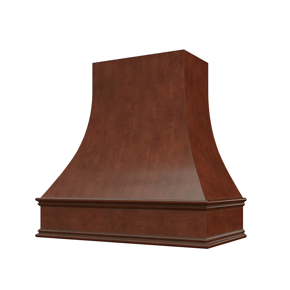Asheville Wood Range Hood with Curved Front and Classic Moulding