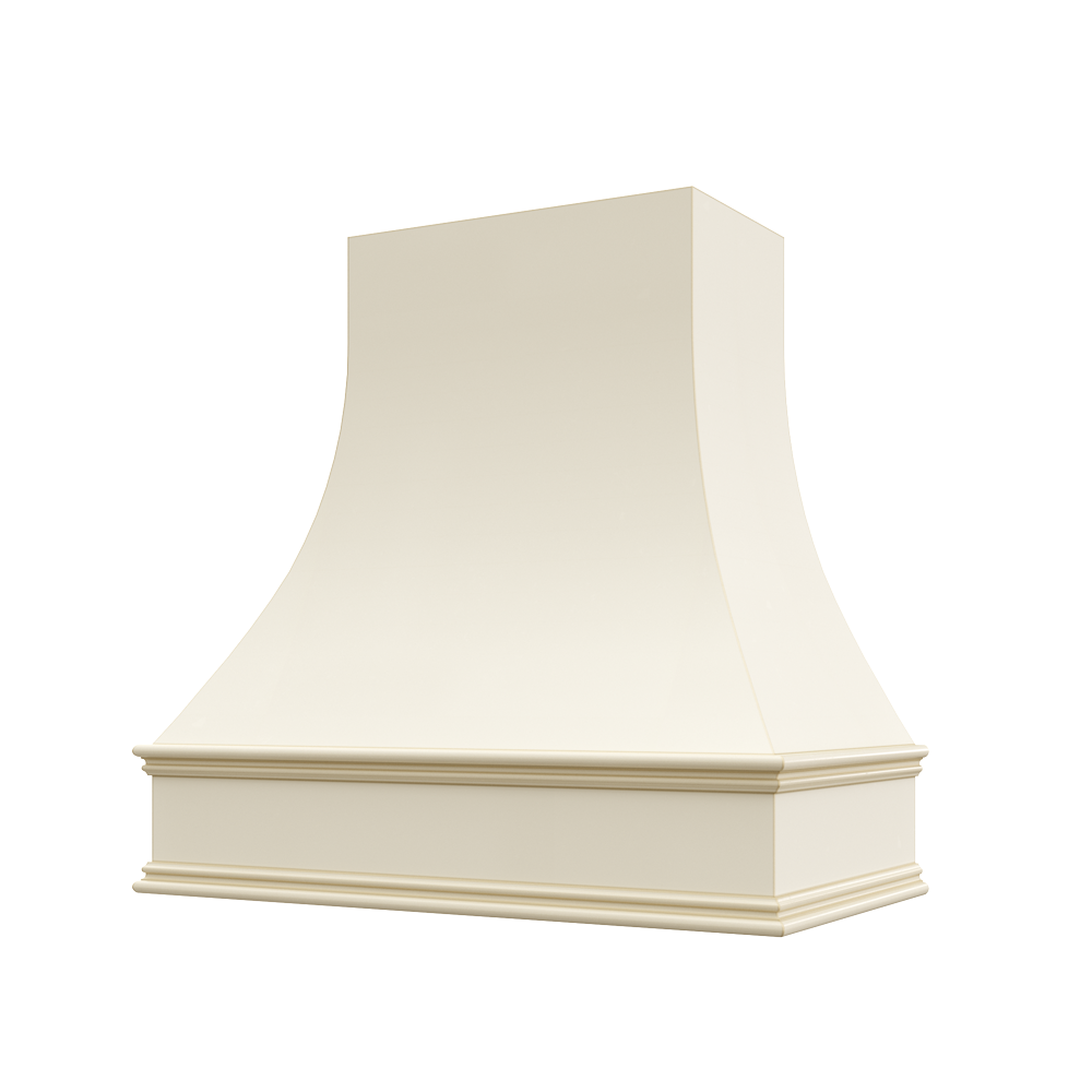 Asheville Wood Range Hood with Curved Front and Classic Moulding