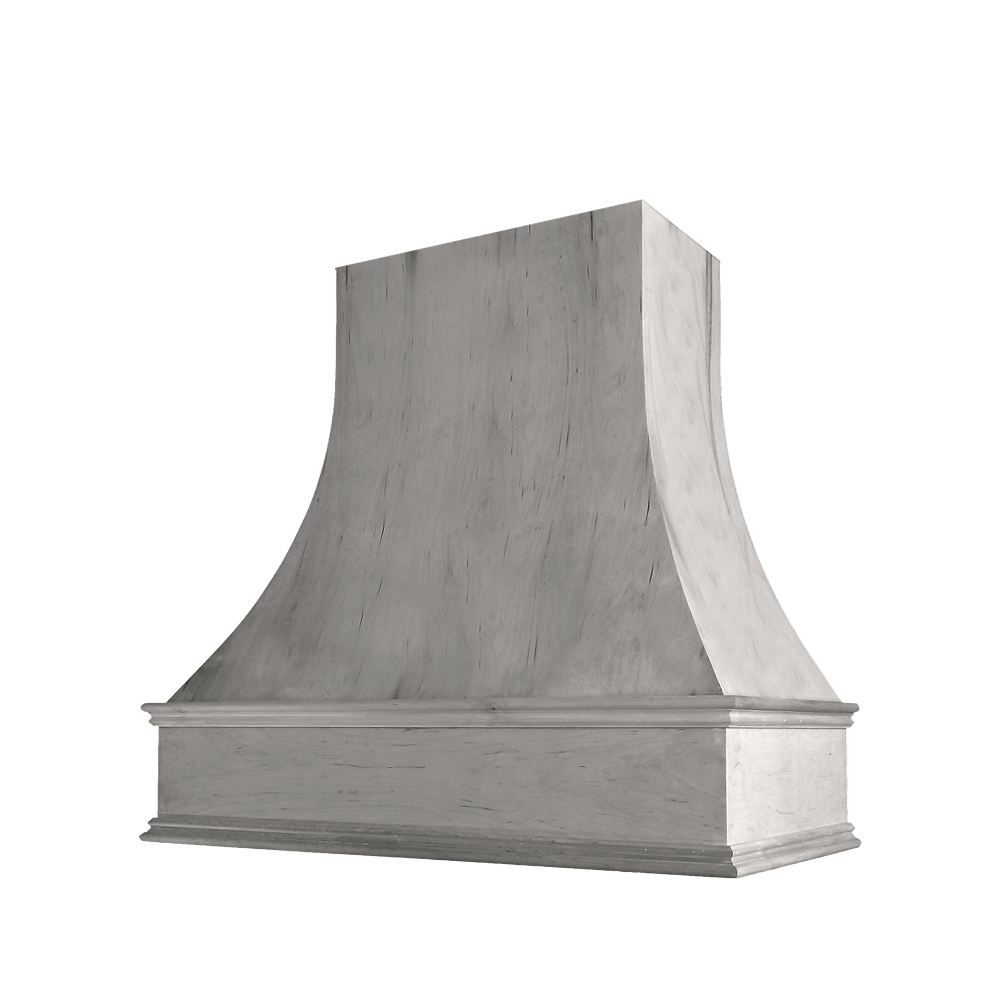 Asheville Wood Range Hood with Curved Front and Classic Moulding