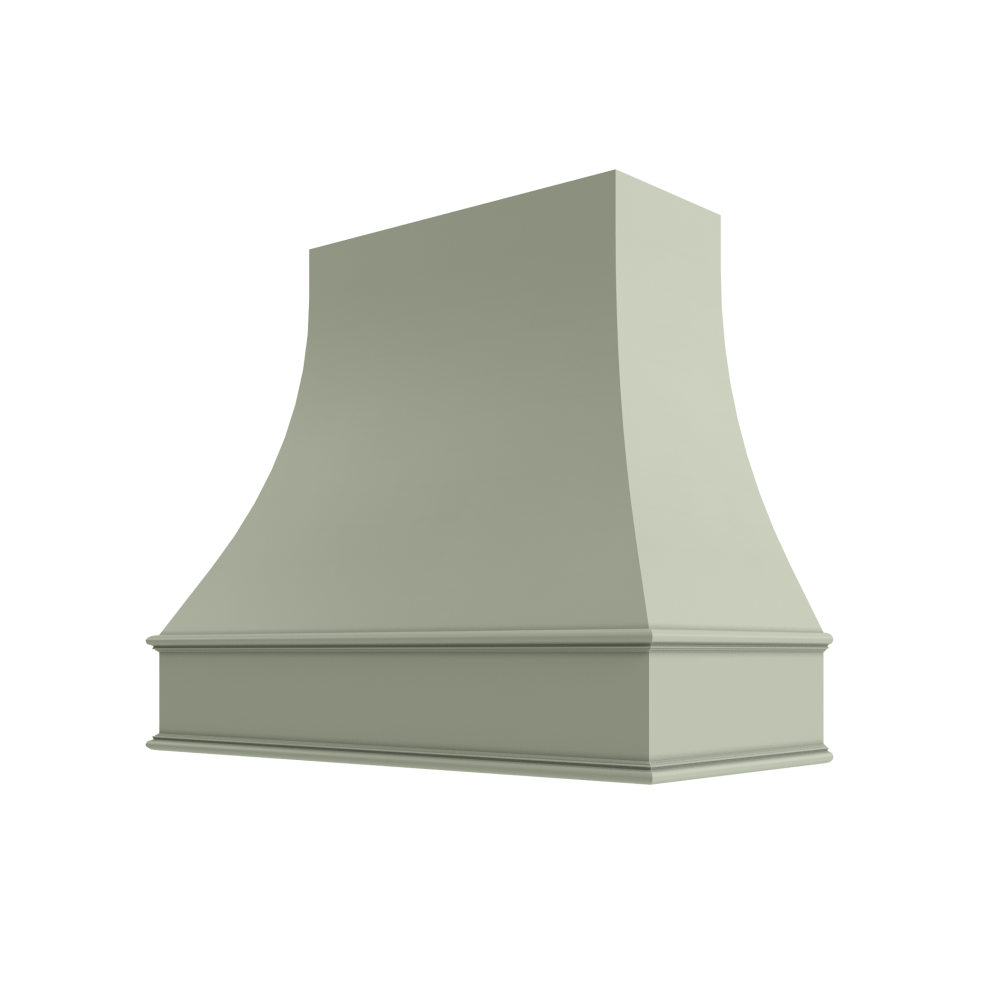 Asheville Wood Range Hood with Curved Front and Classic Moulding