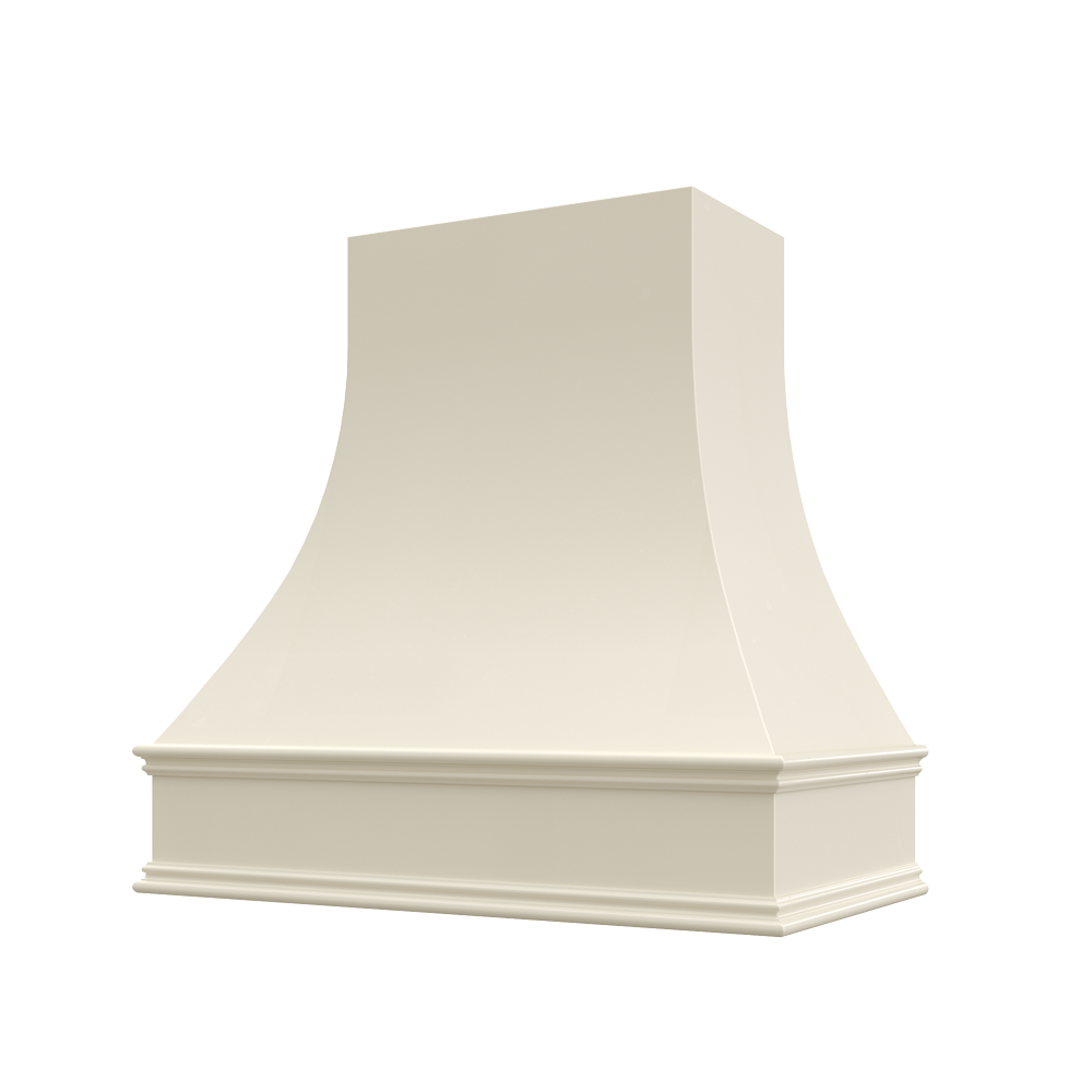 Asheville Wood Range Hood with Curved Front and Classic Moulding