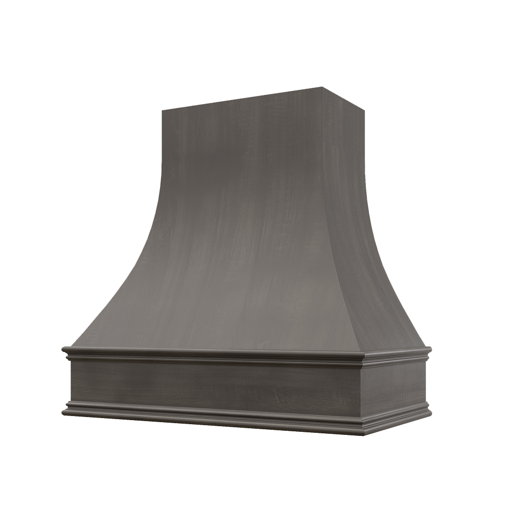 Asheville Wood Range Hood with Curved Front and Classic Moulding