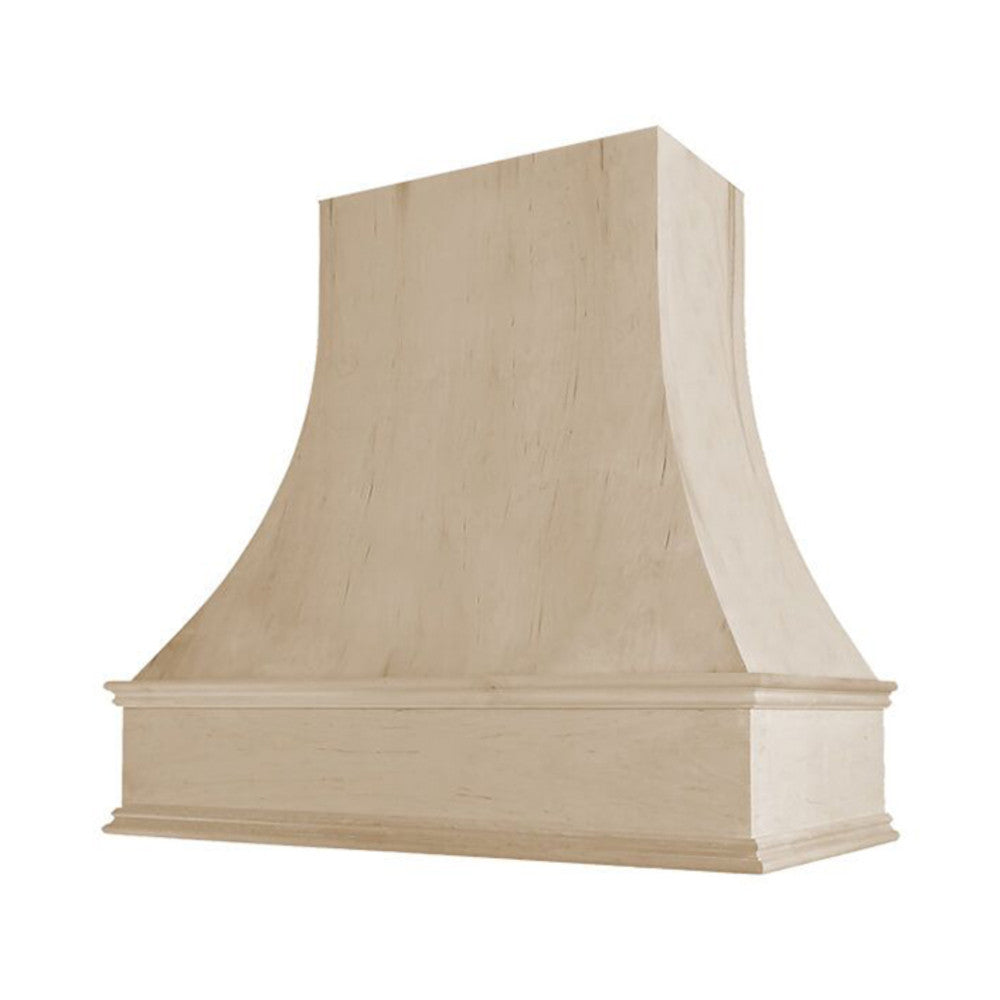 Asheville Wood Range Hood with Curved Front and Classic Moulding