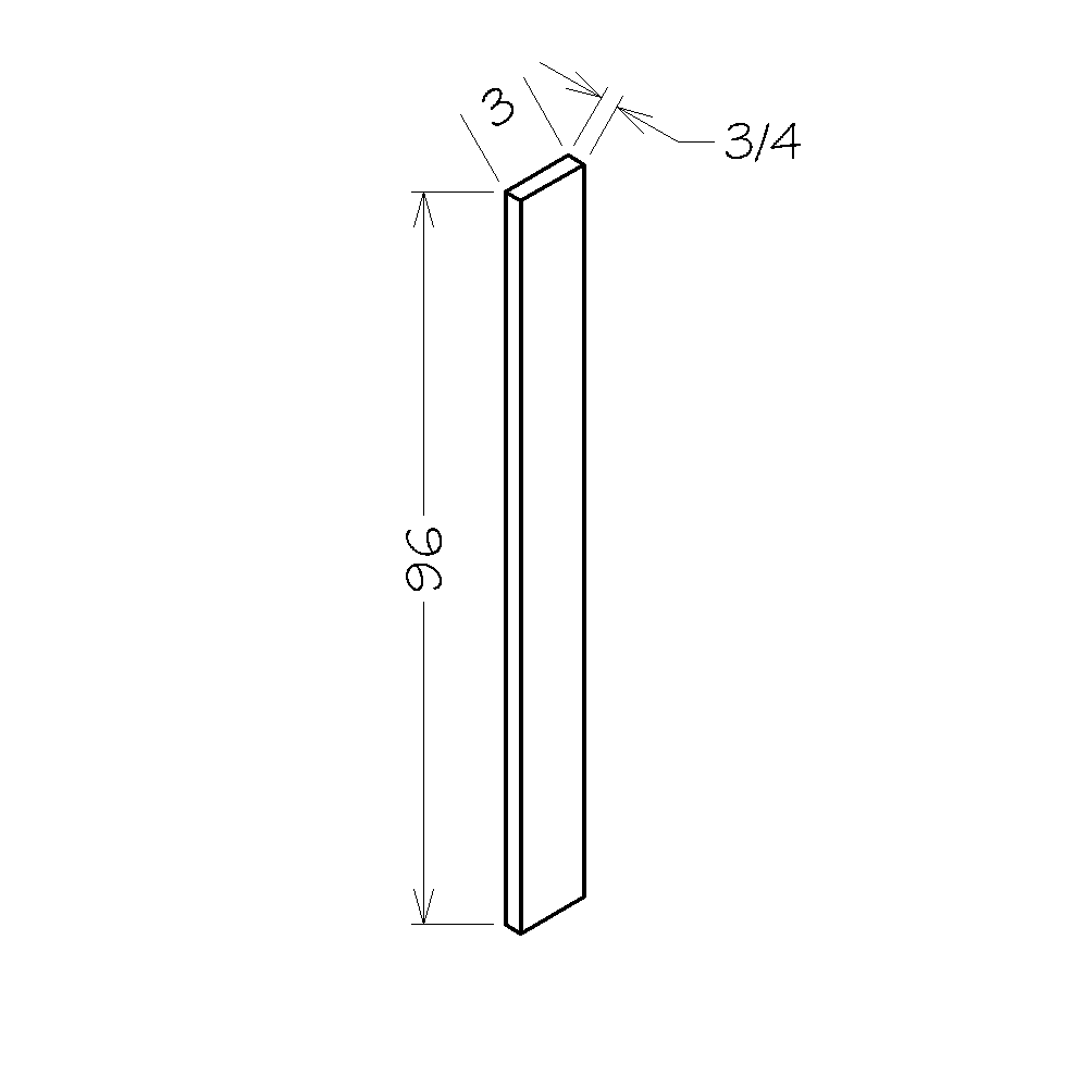 White Slim Shaker 3"W x 96"H Tall Filler