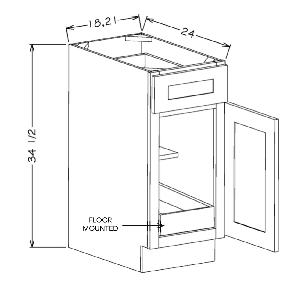 Dove Shaker 21" Base Cabinet w/ 1 Rollout Shelf