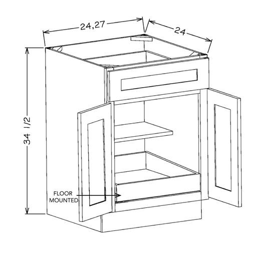 Dove Shaker 30" Base Cabinet w/ 1 Rollout Shelf