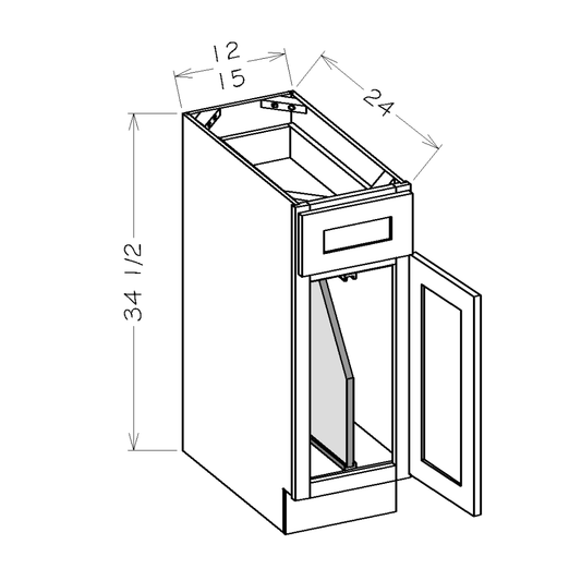 Oxford White 15" Full Height Door Base Cabinet w/ Tray Dividers