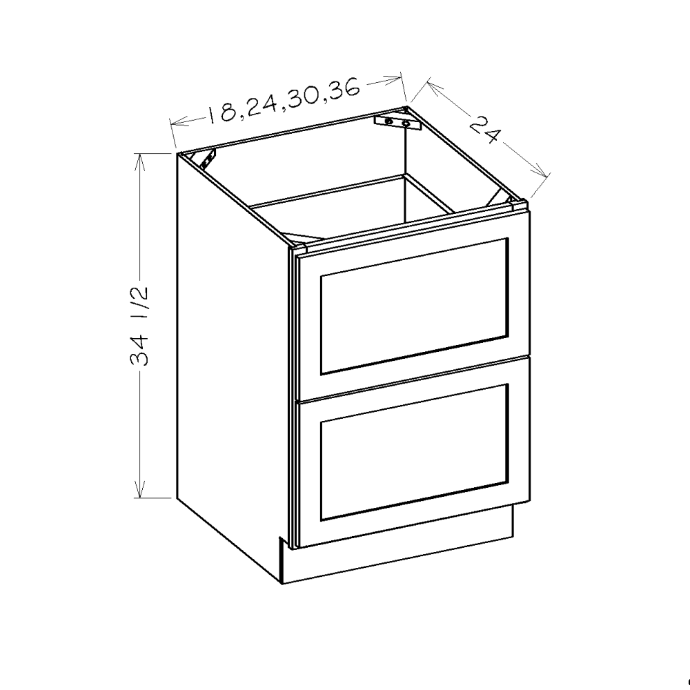 Dove Shaker 30" 2-Drawer Base Cabinet