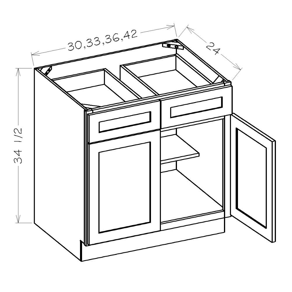Grey Shaker 42" Base Cabinet