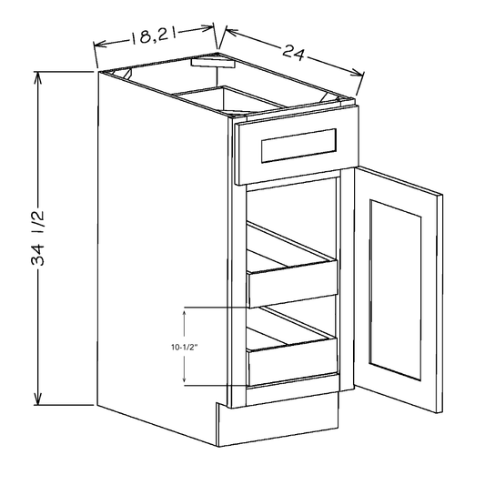 Oxford White 18" Base Cabinet w/ 2 Rollout Shelves