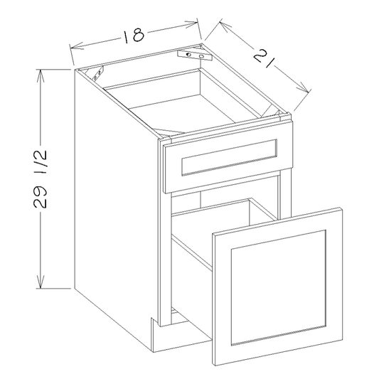 Oxford White 18" 2-Drawer File Base Cabinet