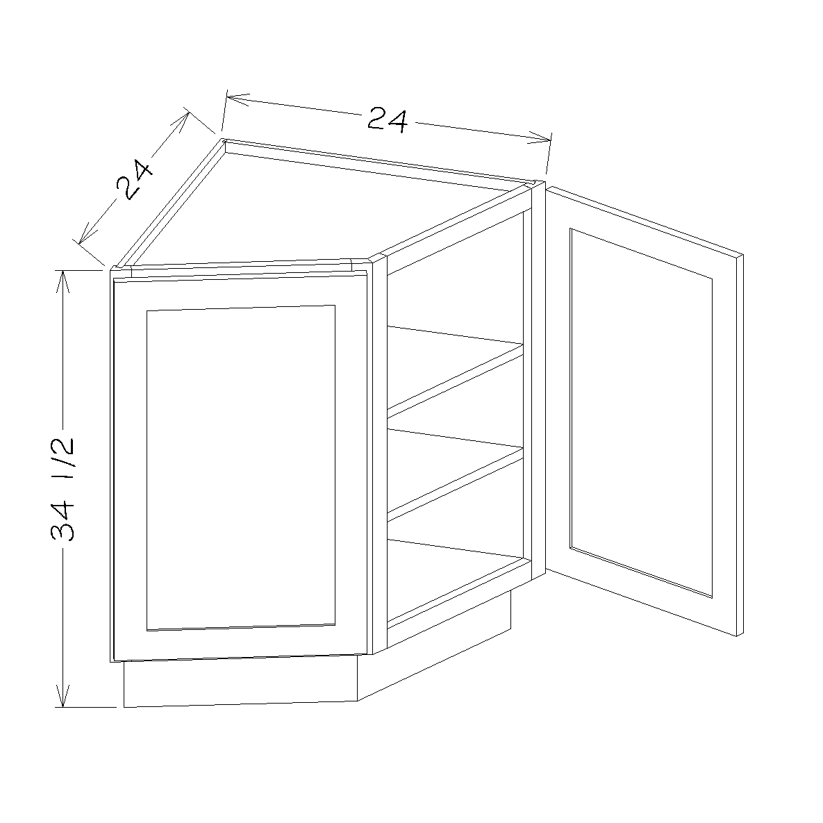 Dove Shaker 24" Angle Base Cabinet