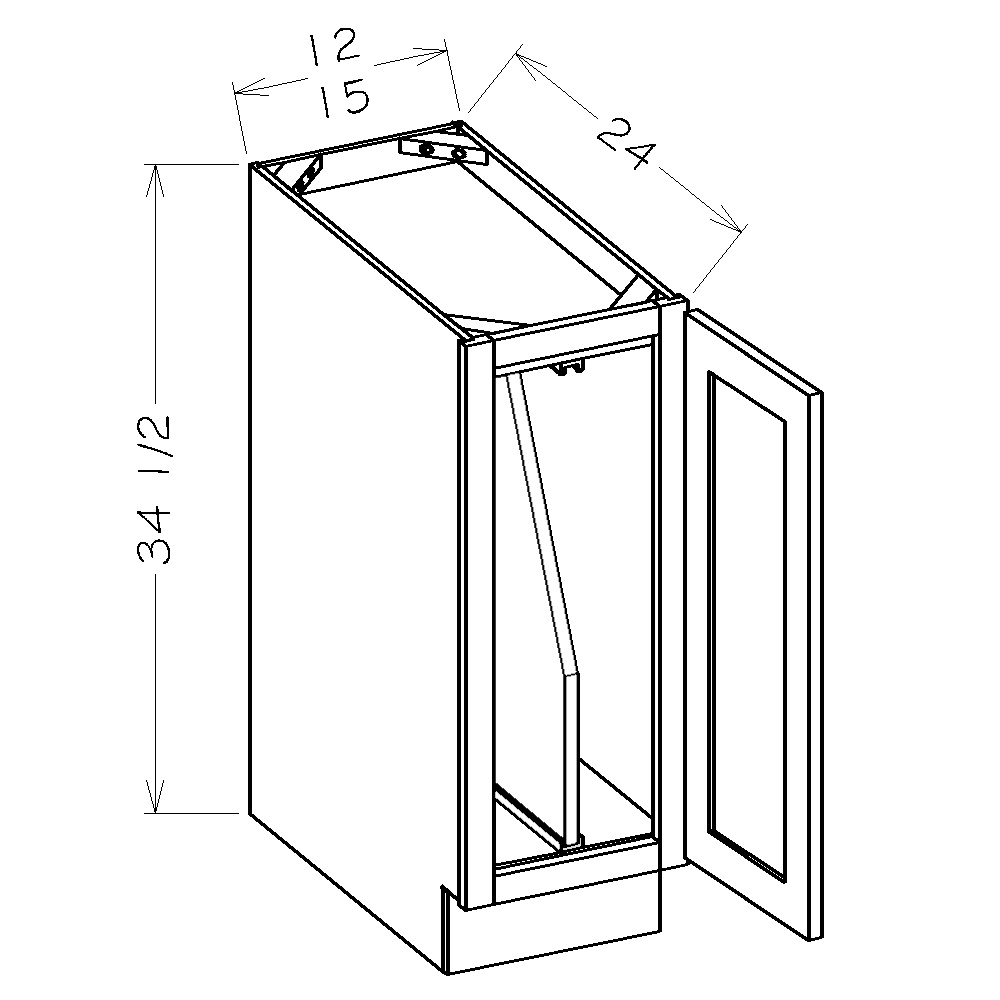 Navy Blue Shaker 18" Full Height Door Base Cabinet w/ Tray Dividers