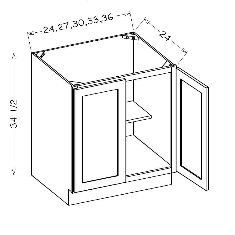 Antique White Shaker 30" Full Height Door Base Cabinet