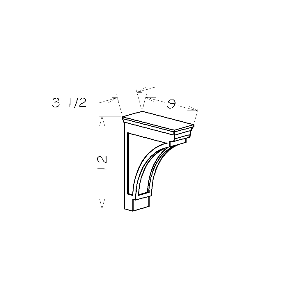 Oxford White 3 1/2"W x 12"H Modern Corbel