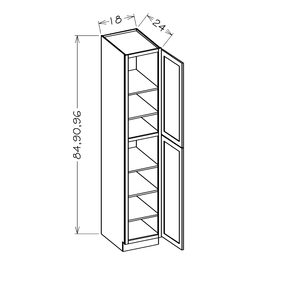 Dove Shaker 18"W x 84"H Wall Pantry
