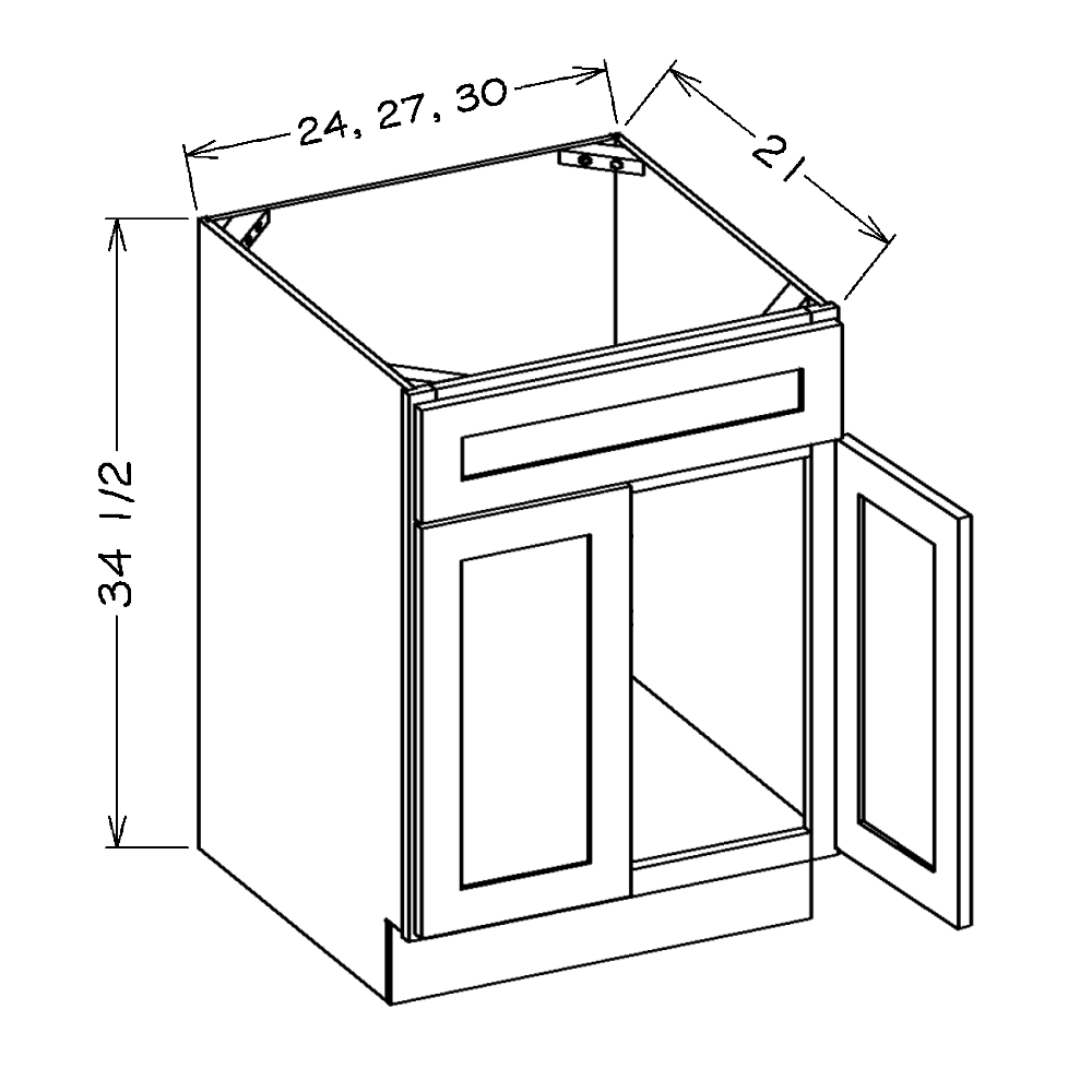 Dove Shaker 27" Vanity Sink Base Cabinet