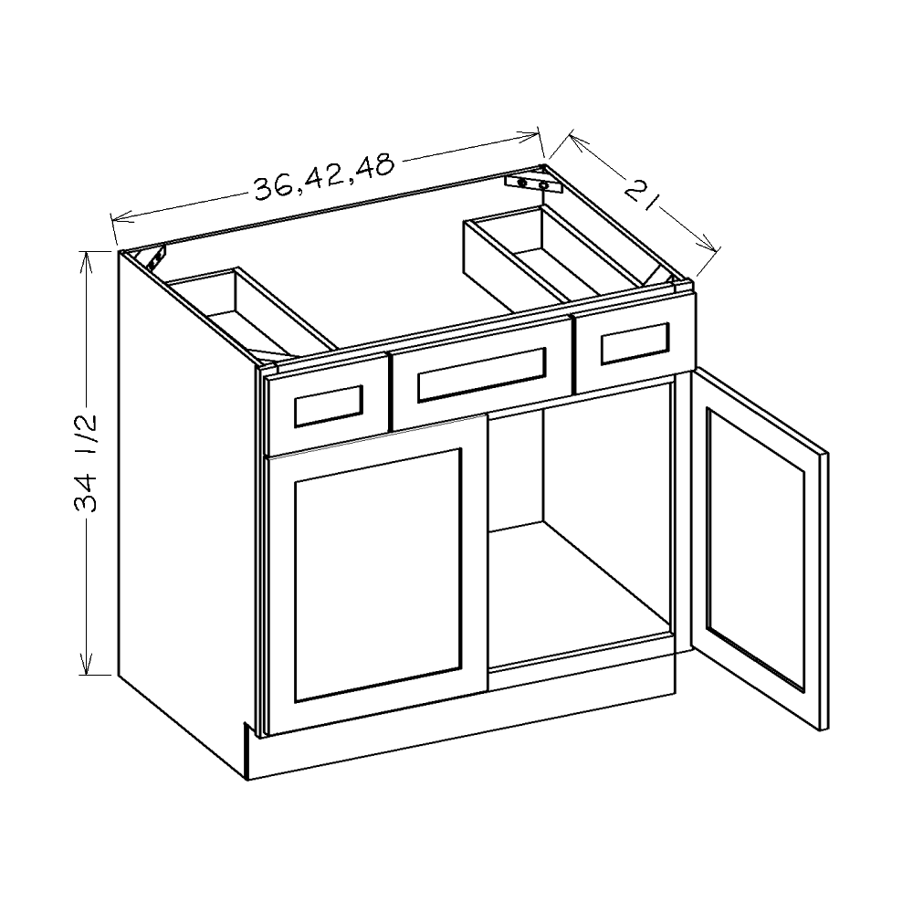Dove Shaker 48" Vanity Combo Base Cabinet with Top Drawers