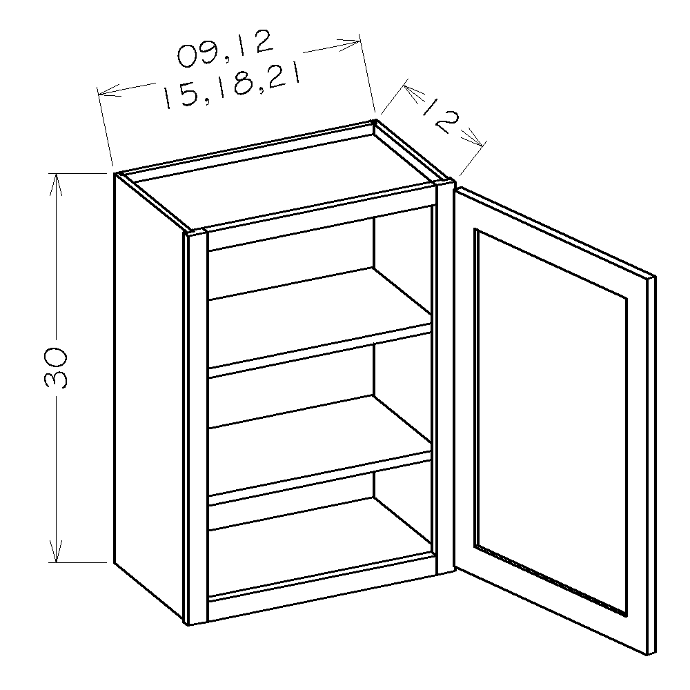 Dove Shaker 12"W x 30"H Wall Cabinet