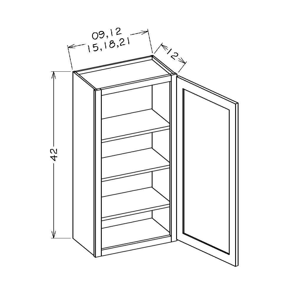 Dove Shaker 12"W x 42"H Wall Cabinet