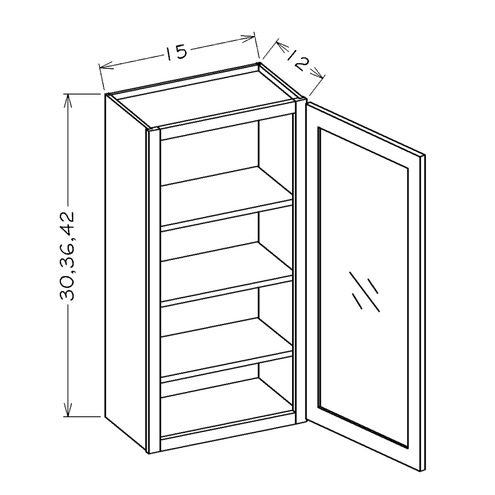 Dove Shaker 15"W x 30"H Wall Glass Door Cabinet with Finished Interior