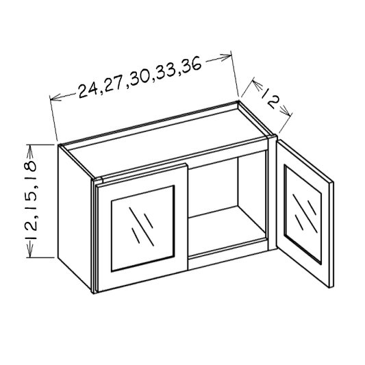 Oxford Sage 24"W x 15"H Stacker Wall Glass Door Cabinet with Finished Interior