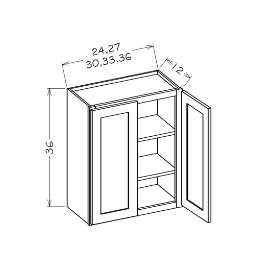 White Shaker 30"W x 36"H Wall Cabinet