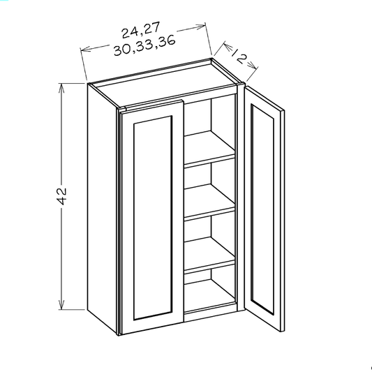 White Shaker 30"W x 42"H Wall Cabinet