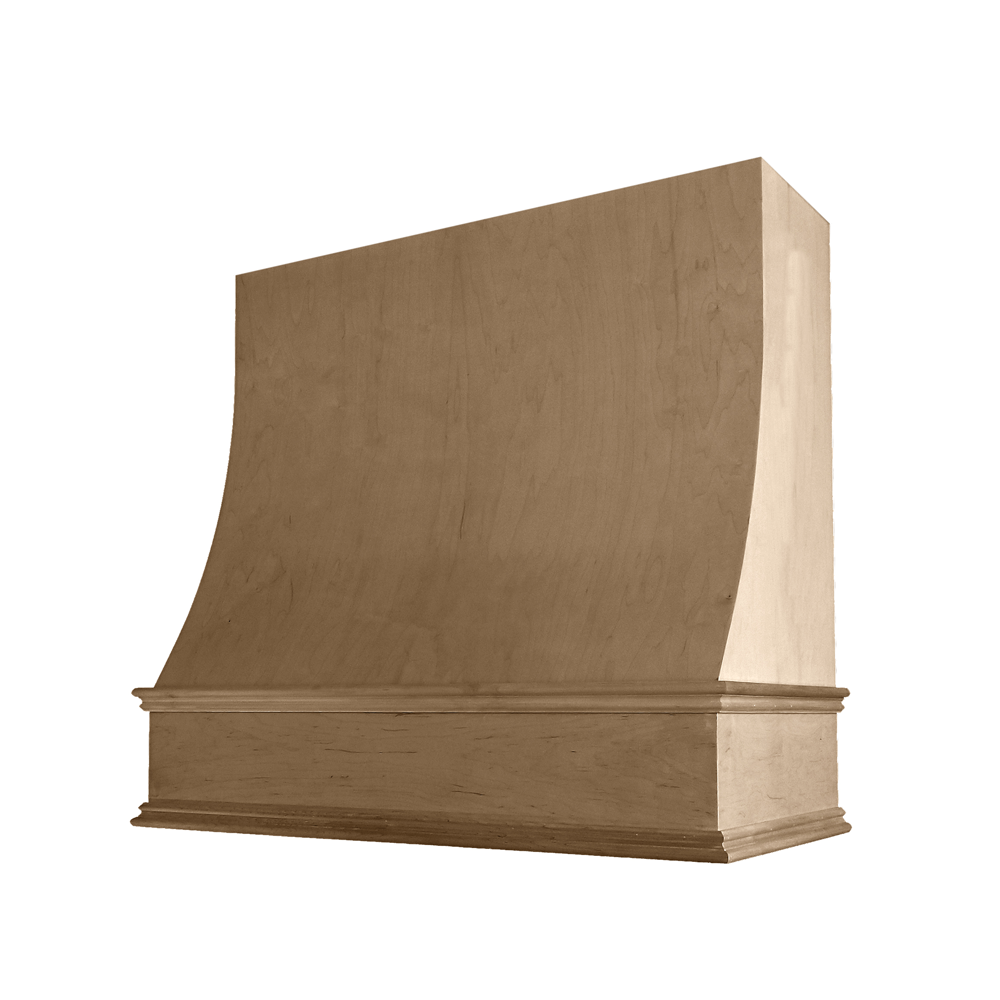 Charlotte Wood Range Hood with Sloped Front and Classic Moulding