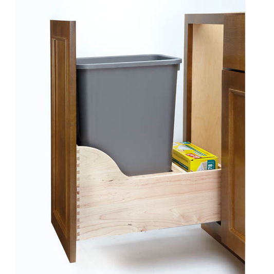 Bottom Mount Maple Pullout w/ Single 35 qt Waste Container and Blum Soft-Close