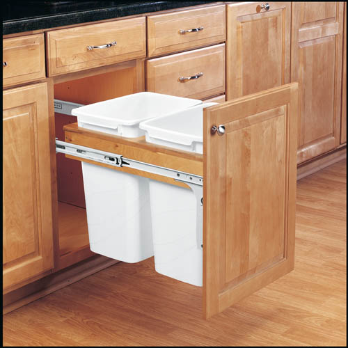 Top Mount Maple Pullout w/ Double 35qt Waste Container and Ball Bearing Soft-Close