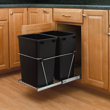 Bottom Mount Wire Pullout w/ Double 35 qt Waste Containers