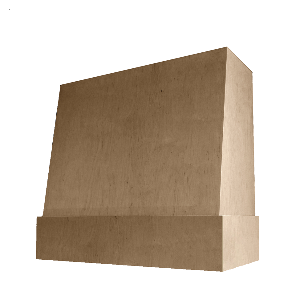 Wilmington Wood Range Hood with Angled Front and Matching Maple Band