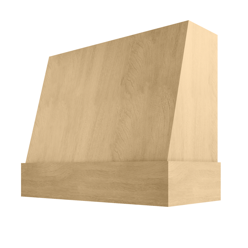 Wilmington Wood Range Hood with Angled Front and Matching Maple Band