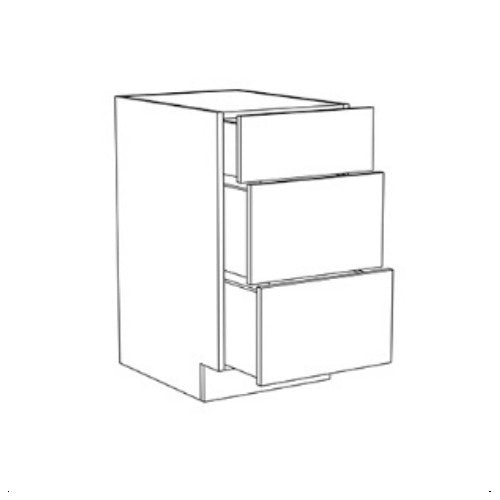 Whisper Blue Shaker 36" Three Drawers Base Cabinet