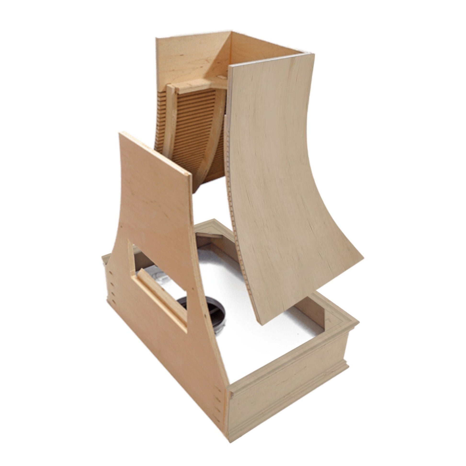 Hoodsly Curved Wood Range Hood Unfinished Wood Range Hood with Curved Front and Classic Trim